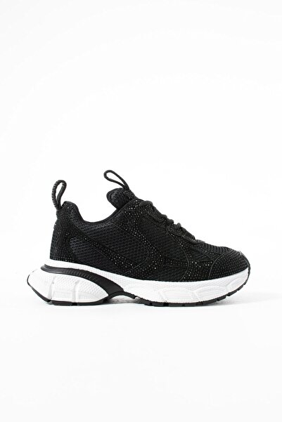 Seniorah Black-white Suede Stoned Women's Sports Shoes