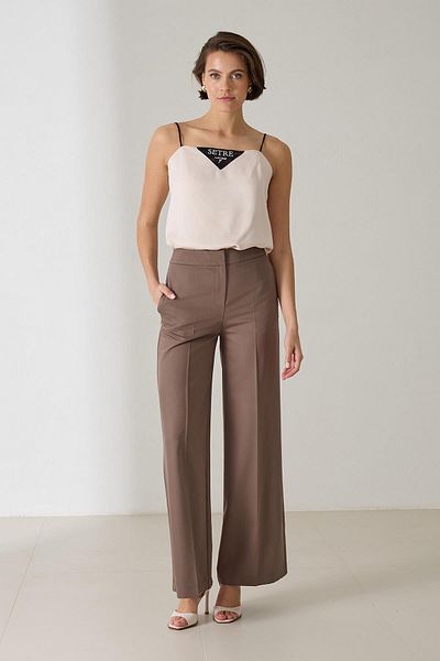 Setre Pantaloni de culoare maro închis cu talie relaxată