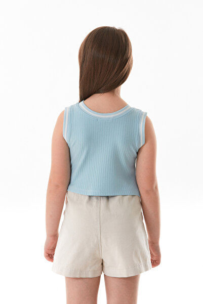 Fulla Moda Body pentru fetiță cu guler Halter imprimat cu litere cu nervuri