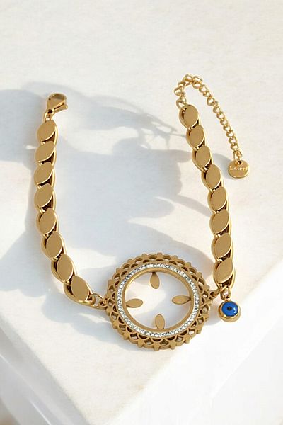 Çlk Accessories Steel Quarter Fitted Stone Barley Chain Bracelet 70788