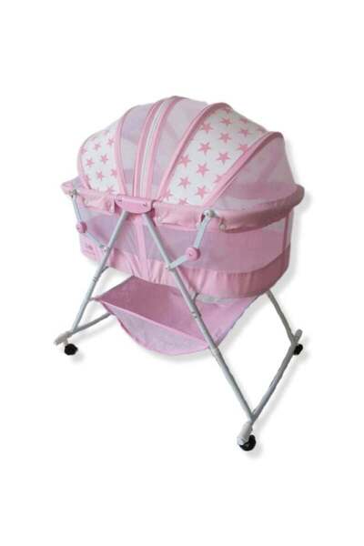 BabyCara مظلة سرير هزاز بثلاثة أوضاع مع ناموسية وقابلة للطي