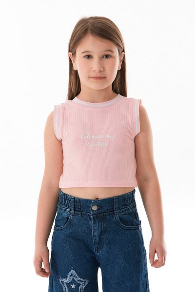 Fulla Moda Ribbed Text Printed Halter Neck Girl's Bodysuit