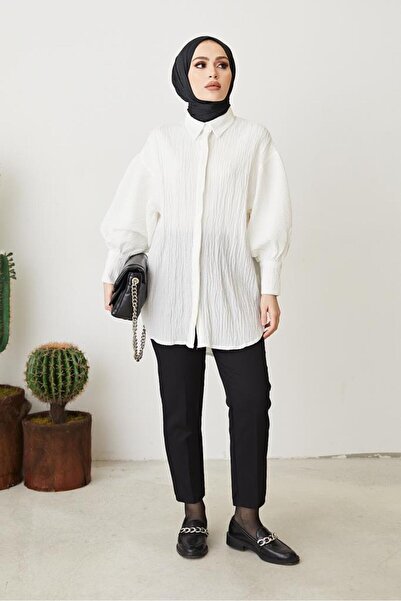 benguen 61446 Балонний рукав, недбала сорочка, білий