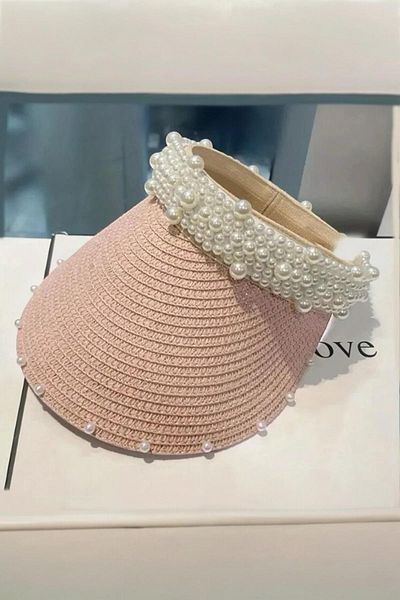 BAHELS Imported Powder Pearl Straw Visor Hat Sperlik