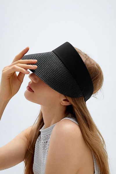 BAHELS Imported Folding Visor Straw Hat Sunscreen Visor Black