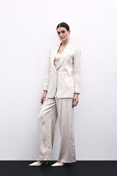 Sateen Pantaloni cu model zebră - bej