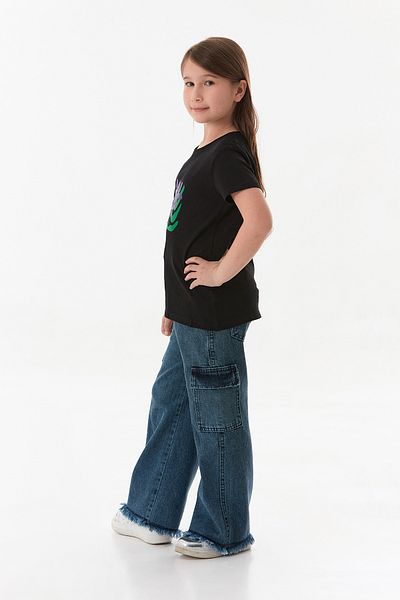 Fulla Moda 100% Cotton Front and Back Floral Printed Girl's T-Shirt