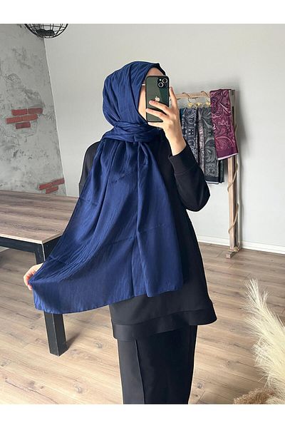 Merwiss Ιταλικό μοτίβο κυμάτων Jacquard Navy Blue Shawl