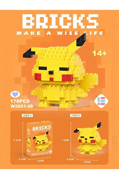 Genel Markalar - Bricks Pikachu Pokemon 3d Yapboz Puzzle Yapı Oyuncakları