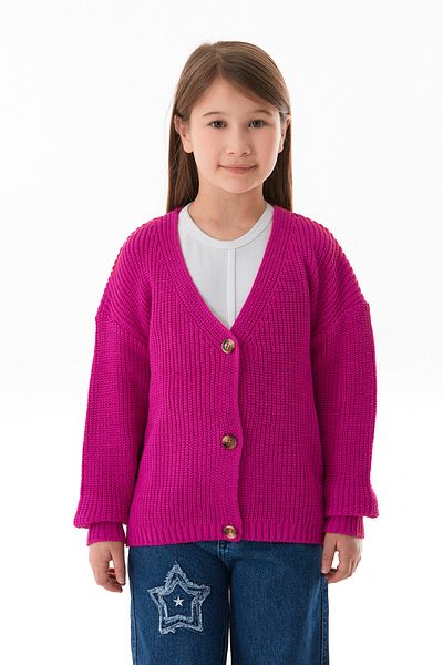 Fulla Moda Basic V-Neck Buttoned Girl's Knitwear Cardigan