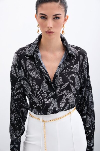 Sateen Смугаста сатинова сорочка - чорна