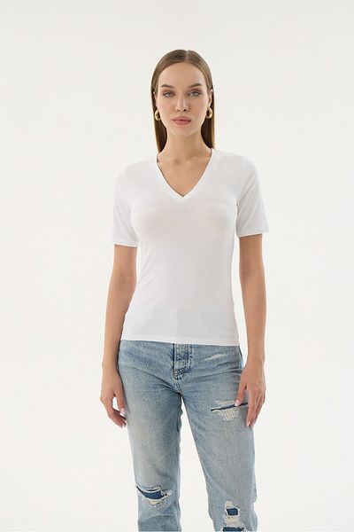 Sevim 16280 MODAL T-SHIRT ΜΕ V ΛΑΙΜΟ