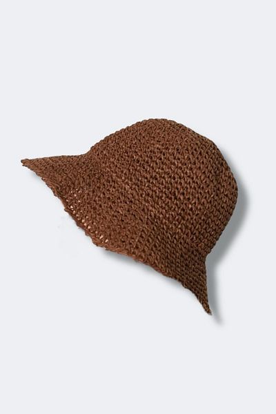 BAHELS Imported Bitter Brown Knitted Bucket Straw Hat