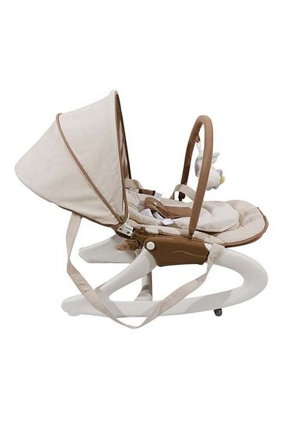 BabyCara Convertible Baby Bouncer Rocking Chair With Adjustable Canopy And Hanging Toys