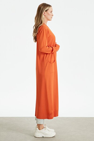 Tığ Triko SOSİS CEPLİ BASIC RAYON HIRKA ORANJ