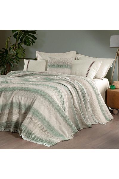 Sarev Petal Green Double 100% Cotton Bedspread 220*240 cm