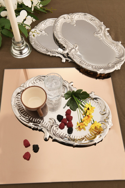 AKSESUAR EVRENİ Silen Stainless Cloud Model Presentation Tray 3 Pieces