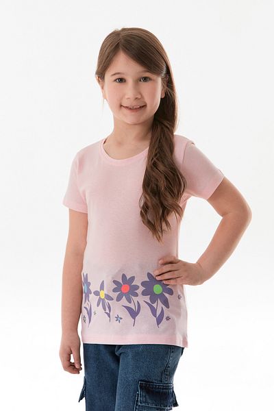 Fulla Moda Tricou pentru fetiță, 100% bumbac, cu imprimeu floral