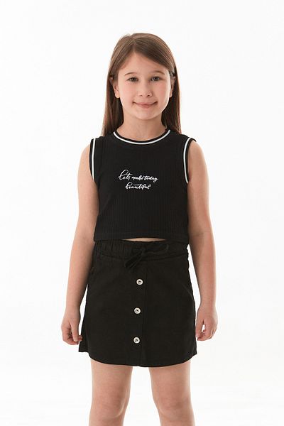 Fulla Moda Girl's Skirt with Tie-Up Buttons at the Waist