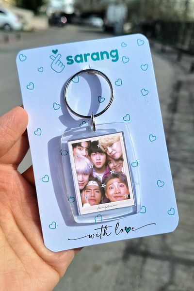 SARANG سلسلة مفاتيح بإطار شفاف - BTS لطيفة