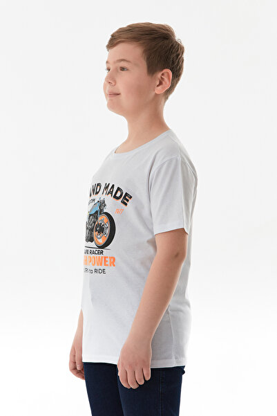 Fulla Moda Μπλουζάκι για αγόρι με στάμπα μοτοσικλέτας 100% βαμβάκι