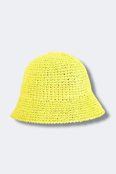BAHELS Imported Yellow Knitted Bucket Straw Hat