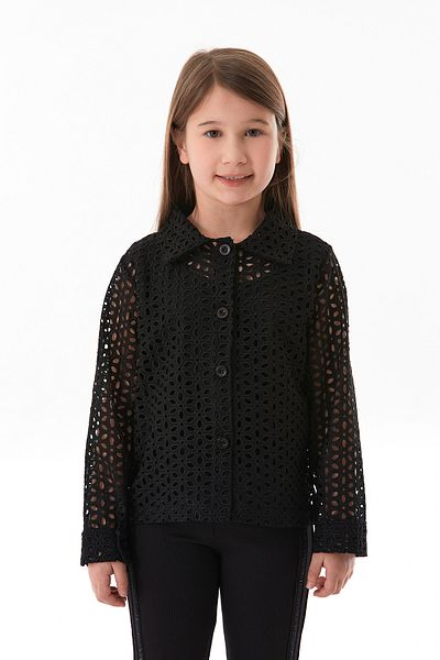 Fulla Moda Бродирана риза за момиче с копчета