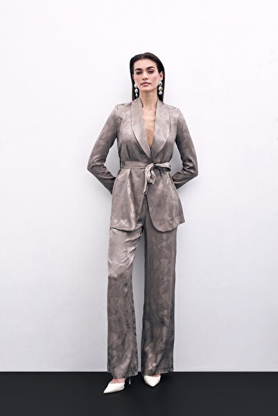 Sateen Жакет на шнурівці з жакарду - норка