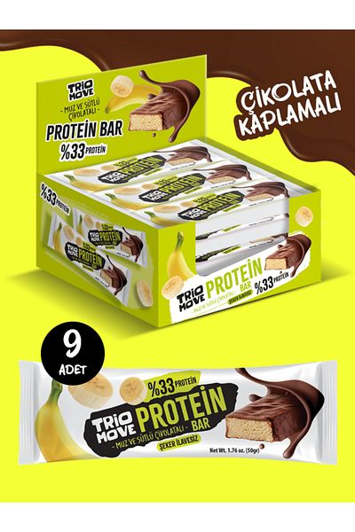 TrioMove Banana and Milk Chocolate Protein Bars - 33% Protein, 50g X 9 Count