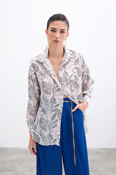 Sateen قميص ساتان منقوش - إكرو