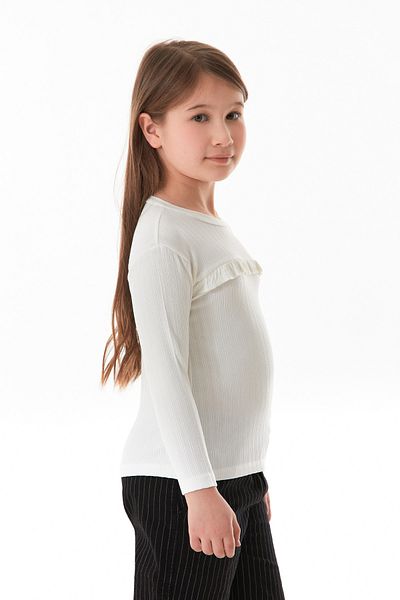 Fulla Moda Ribbed Lycra Ruffled Front Girl's Bodysuit