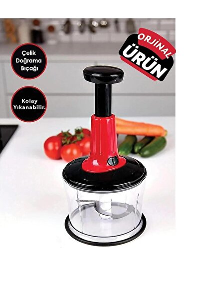 EWWE Yakut Çelik 3 Bıçaklı Pratik Üsten Basmalı El Rondosu Büyük Boy Kırmızı