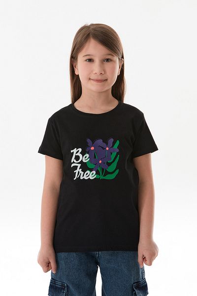 Fulla Moda 100% Cotton Front and Back Floral Printed Girl's T-Shirt