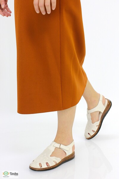 Mammamia Kadın Günlük Düz Taban Hakiki Deri Ortopedik Önü Kapalı Sandalet M26...