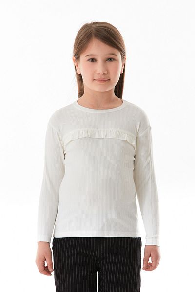 Fulla Moda Ribbed Lycra Ruffled Front Girl's Bodysuit