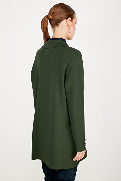 Tığ Triko New Crochet Knitwear Women's Double Breasted Collar Rayon Cardigan Hrk.21464.1