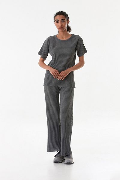 Fulla Moda Ribbed Elastic Waist Camisole Suit