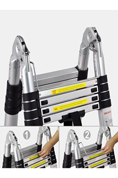 Genel Markalar Alüminyum Çift Yönlü Teleskopik Merdiven | 6+6 Basamak - 3.8 M...