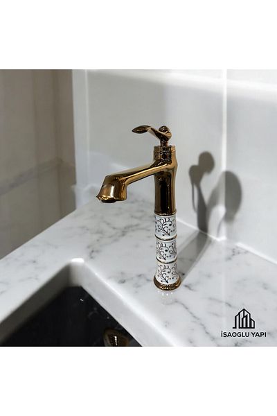 İSAOĞLU YAPI Copper Bowl Sink with Faucet and Fixture Vintage Style