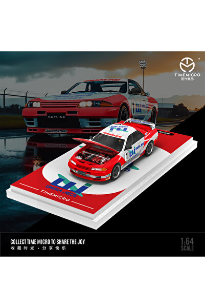 mini gt TimeMicro 1:64 Nissan GTR 32 Beyaz ve Kırmızı UJ Racing