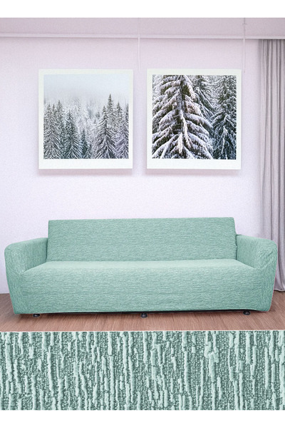 zilale 3 Kişilik Jakarlı Düz Desen Lastikli Koltuk Kılıfı Çekyat Koltuk Örtüs...