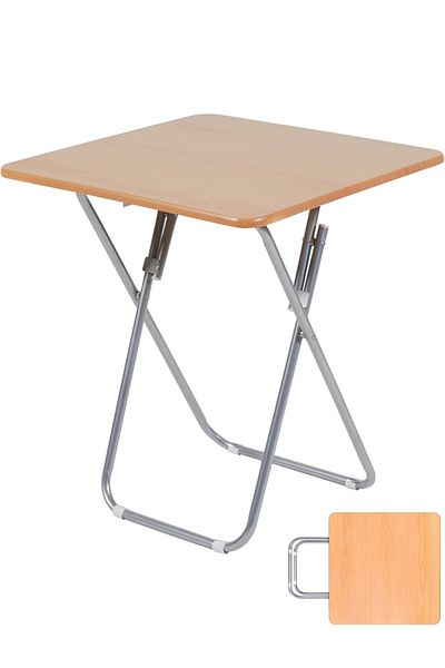 Cady One Elegant square wooden table with strong steel legs suitable for home, office and camping