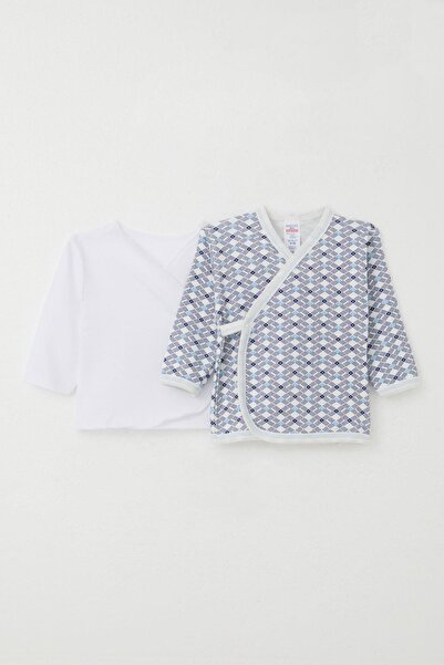 Breeze Yenidoğan Bebek İç Dış Çıtçıtlı 2 Li Zıbın Desenli 0-3 Ay, Beyaz