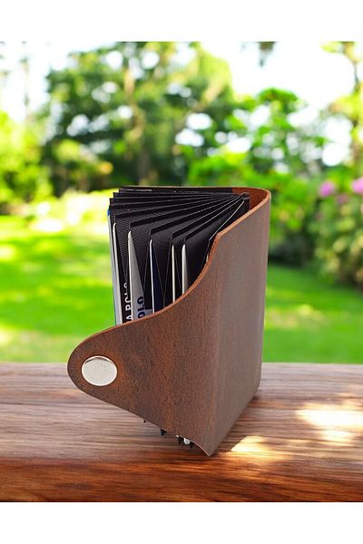KUVARK Accordion Card Holder - Wallet |   Genuine Cowhide |   Handmade