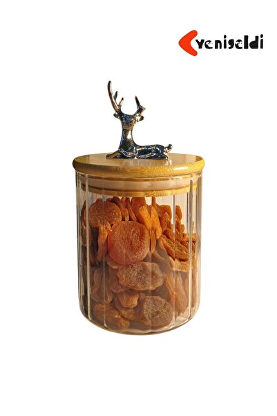 Yenigeldi (9x10 cm) 600 ml 1 Adet Geyikli Cam Saklama Kavanozu Hava Geçirmez ...