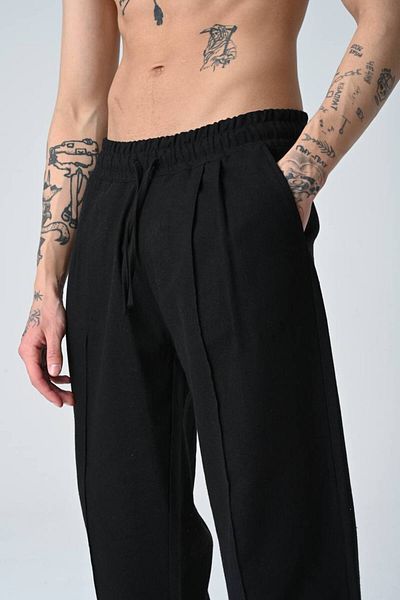 İMVAGO Black Baggy Pleated Linen Trousers