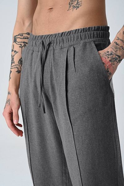 İMVAGO Gray Baggy Pleated Linen Pants
