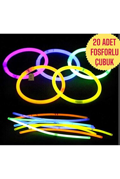 NF ND ENEFENDİ 20 ADET NEON FOSFORLU PARTİ ÇUBUK BİLEKLİK GECE PARLAYAN GLOW STİCK IŞIK 20 ÇUBUK+20 BAĞLANTI APARAT