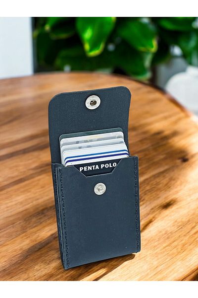 KUVARK Vertical Model Box - Card Holder Genuine Calf Leather Handmade