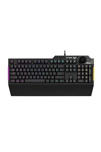 ASUS TUF Gaming K1 RGB Gaming Keyboard with Membrane Switches, Dedicated Media Controls & Wrist Rest